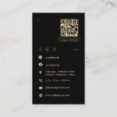 Modern Black Shiny Gold Musician Business Card Visitenkarte (Rückseite)