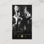 Modern Black Shiny Gold Musician Business Card Visitenkarte (Vorderseite)