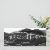 Modern Black Silber Agate Certificate Geschenkkart (Stehend Vorderseite)