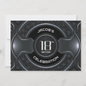 Modern Black Silver 18. Geburtstagsparty Einladung (Rückseite)
