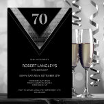 Modern Black Silver 70th Birthday Party Einladung<br><div class="desc">Mit dieser modernen 70. Geburtstagsfeier in Schwarz und Silber laden Sie Ihre Freunde und Lieben ein, in dem Sie sich mit einem Textbereich, der Ihnen die nötigen Details für Ihre Geburtstagsfeier bietet, wie Datum, Uhrzeit, Veranstaltungsort und UAWG. Für Ihre einmaligen Einladungen stehen verschiedene Papiertypen und Eckstile zur Verfügung, ebenso die...</div>