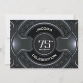Modern Black Silver 75. Geburtstagsparty Einladung (Rückseite)