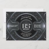 Modern Black Silver 85. Geburtstagsparty Einladung (Vorderseite)