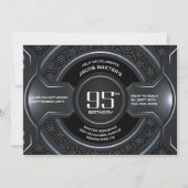 Modern Black Silver 95. Geburtstagsparty Einladung (Vorderseite)