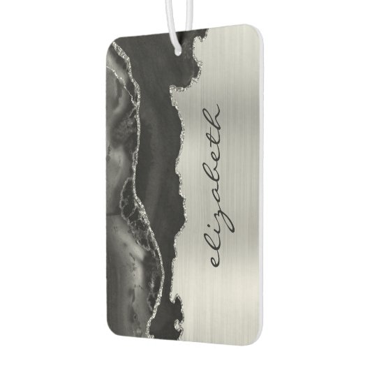 Modern Black Silver Agate Metallic Autolufterfrischer (Links)