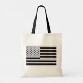 Modern Black & Silver American Flag Brushed Metal Tragetasche (Rückseite)