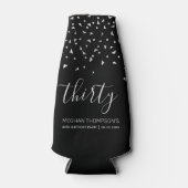 Modern Black Silver Confetti 30. Flaschenkühler (Vorderseite)