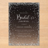 Modern Black Silver Glitter Bridal Shower  Acryleinladungen (Vorderseite)