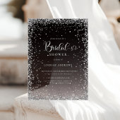 Modern Black Silver Glitter Bridal Shower  Acryleinladungen