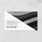 Modern Black Silver Glitzer Marbour Agate Monogram Visitenkarte (Rückseite)