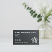 Modern Black & Silver Industrial Home Renovation Visitenkarte (Stehend Vorderseite)
