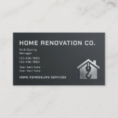 Modern Black & Silver Industrial Home Renovation Visitenkarte (Vorderseite)