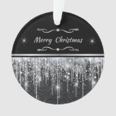 Modern Black Silver Sparkle Script Family Business Ornament (Vorderseite)