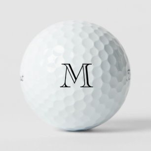 Modern Black Simple Monogram Titleist Pro V1 Golfball