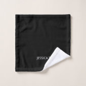 Modern Black Simple Script Giron Monogram Name  Badhandtuch Set (Waschlappen)