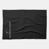 Modern Black Simple Script Giron Monogram Name  Geschirrtuch (Horizontal)