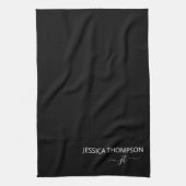 Modern Black Simple Script Giron Monogram Name  Geschirrtuch (Vertikal)
