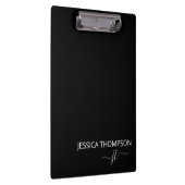 Modern Black Simple Script Giron Monogram Name Klemmbrett (Rechts)