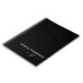 Modern Black Simple Script Giron Monogram Name Notizblock (Linke Seite)