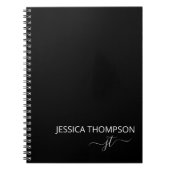 Modern Black Simple Script Giron Monogram Name Notizblock (Vorderseite)