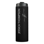 Modern Black Simple Script Giron Monogram Name Thermosbecher (Vorderseite)