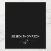 Modern Black Simple Script Giron Monogram Name Weinetikett (Einzelnes Label)