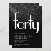 Modern Black Simple Stylish Chic 40. Geburtstag Einladung (Vorne/Hinten)