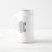 Modern Black Simple Three Letter Monogram Bierglas (Vorderseite Links)
