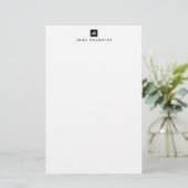 Modern Black Square Bold Two Monogram Minimalistis Briefpapier (Stehend Vorderseite)