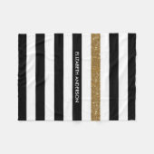 Modern Black Stripes IMITATE Gold Glitz und Name Fleecedecke (Vorderseite (Horizontal))