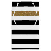 Modern Black Stripes IMITATE Gold Glitz und Name Kleine Geschenktüte (Rückseite)