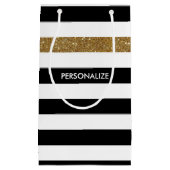 Modern Black Stripes IMITATE Gold Glitz und Name Kleine Geschenktüte (Vorderseite)
