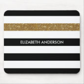 Modern Black Stripes IMITATE Gold Glitz und Name Mousepad (Vorne)