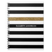 Modern Black Stripes IMITATE Gold Glitz und Name Notizblock (Vorderseite)