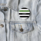 Modern Black Stripes IMITATE Green Glitz und Name Button (Beispiel)