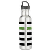 Modern Black Stripes IMITATE Green Glitz und Name Trinkflasche (Rückseite)