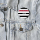 Modern Black Stripes IMITATE Red Glitz und Name Button (Beispiel)