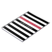 Modern Black Stripes IMITATE Red Glitz und Name Notizblock (Linke Seite)