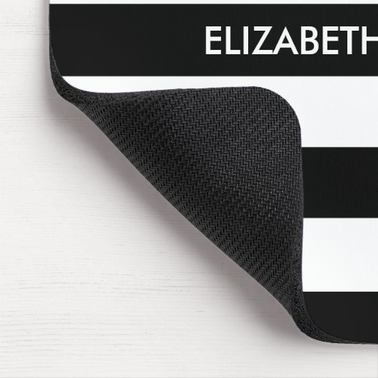 Modern Black Stripes IMITATE Rosa Glitz und Name Mousepad (Ecke)