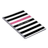 Modern Black Stripes IMITATE Rosa Glitz und Name Notizblock (Rechte Seite)