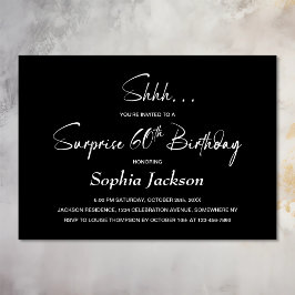 Modern Black Surprise 60. Geburtstagsparty Einladung