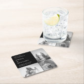 Modern Black Three Fotomaterial Collage Save the D Rechteckiger Pappuntersetzer (Vor Ort)