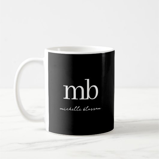 Modern Black Trendy Script Initial Monogram Kaffeetasse (Links)