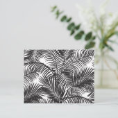 Modern black tropical palm trees pattern postkarte (Stehend Vorderseite)