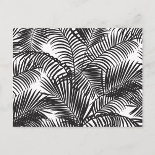 Modern black tropical palm trees pattern postkarte