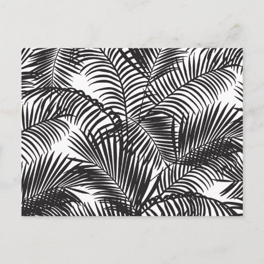 Modern black tropical palm trees pattern postkarte (Vorderseite)