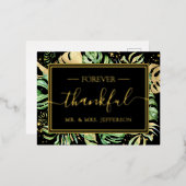 Modern Black Tropical Wedding Mr. & Mrs. Folie Einladungspostkarte (Vorderseite/Rückseite)