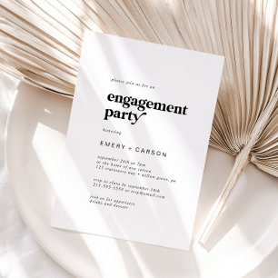 Modern Black Typografy Engagement Party Einladung