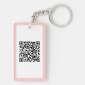 Modern Black Typografy Pink Border QR Code Schlüsselanhänger (Rückseite)