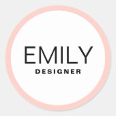 Modern Black Typografy Pink Border Runder Aufkleber (Vorderseite)